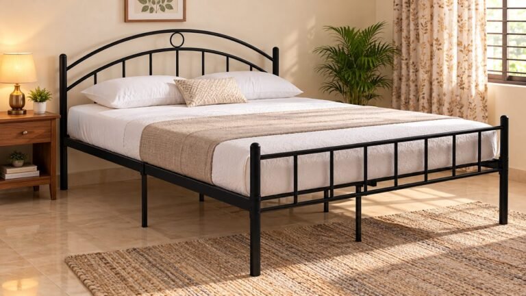 Arched metal bed by Tuba Furniture, Pune