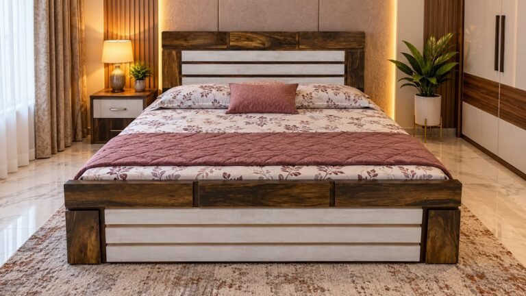 Contemporary double bed by Tuba Furniture, Pune