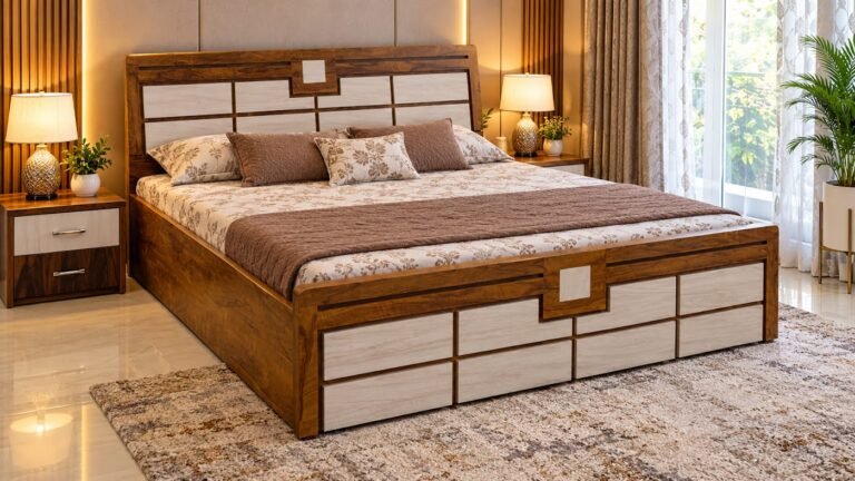 Contemporary wooden double bed by Tuba Furniture, Pune