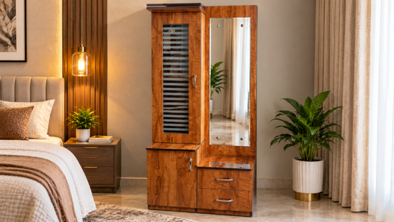 Warm wood dressing table by Tuba Furniture