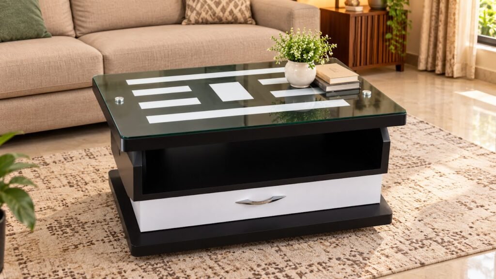 Glass top center table by Tuba Furniture, Pune
