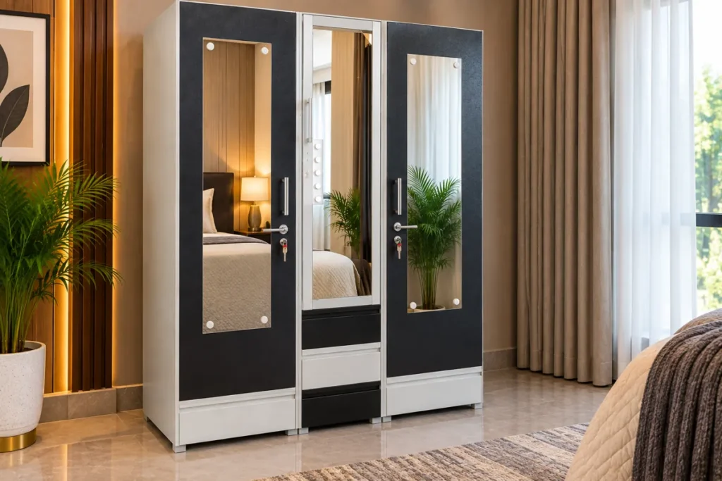 Modern metal cupboard display by Tuba Furniture, Pune