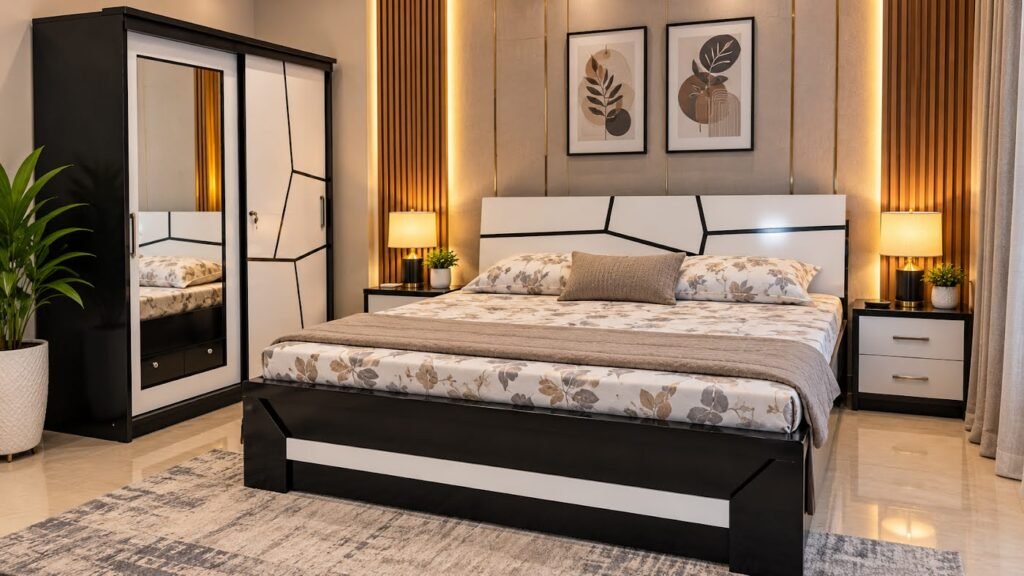 Modern cozy double bed by Tuba Furniture, Pune