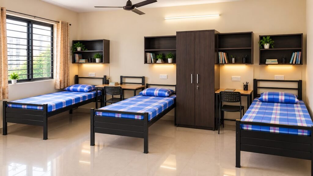 Modern three-bed dormitory furniture by Tuba Furniture, Pune