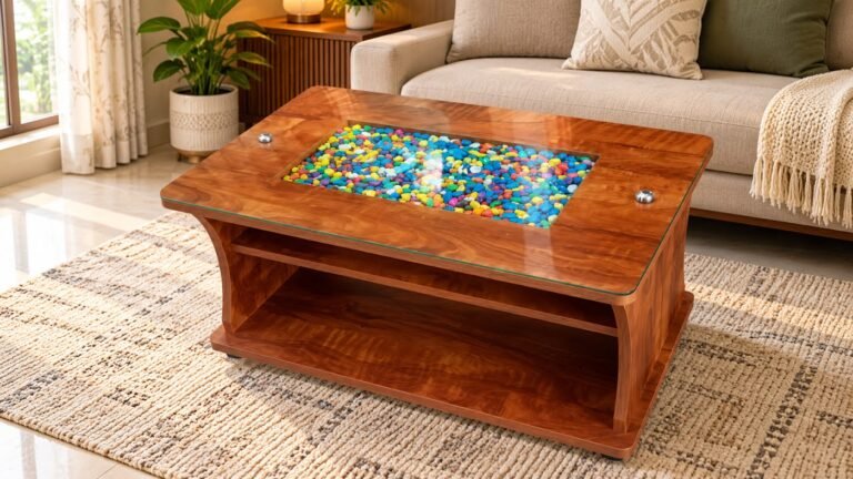Pebble inlay center table by Tuba Furniture, Pune
