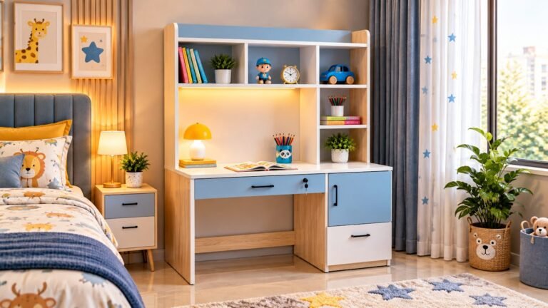 Scandinavian style kids study table by Tuba Furniture, Pune