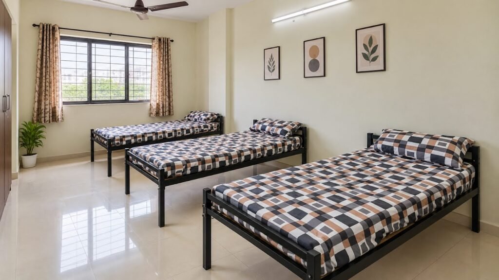 Three-bed PG and hostel room furniture set by Tuba Furniture, Pune
