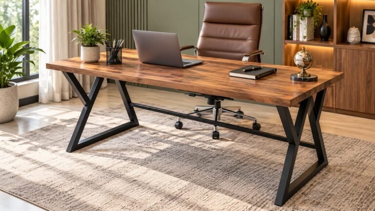 Walnut cabin table by Tuba Furniture, Pune
