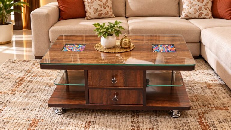 Walnut center table by Tuba Furniture, Pune